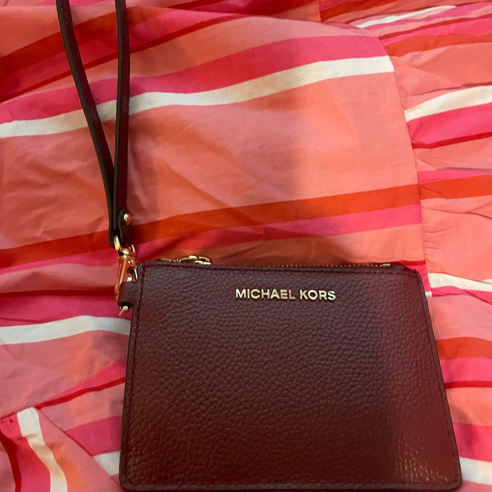 Michael Kors Maroon Leather Wristlet